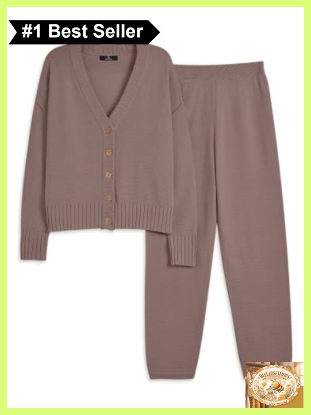 LILLUSORY Women 2 Piece Sweater Lounge Set Cardigan & Pants Relaxed Fit